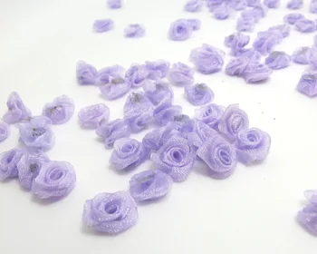 100 Vienetų Violetinė Šifono Rožių Gėlių Žiedpumpuriai|Ombre Spalva|Gėlių Aplikacijos|Audinys Gėlių|Baby Doll|Amatų Lankas|Priedai